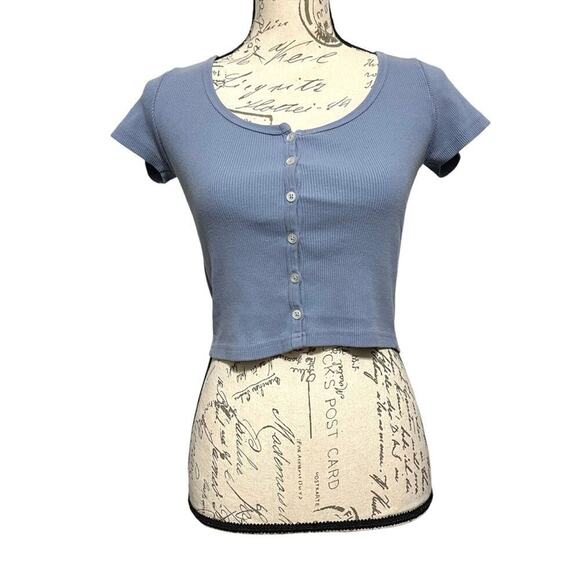 Brandy Melville Zelly Crop Top One Size Blue Y2K 90s Boho Grunge Made In Italy - Picture 7 of 7